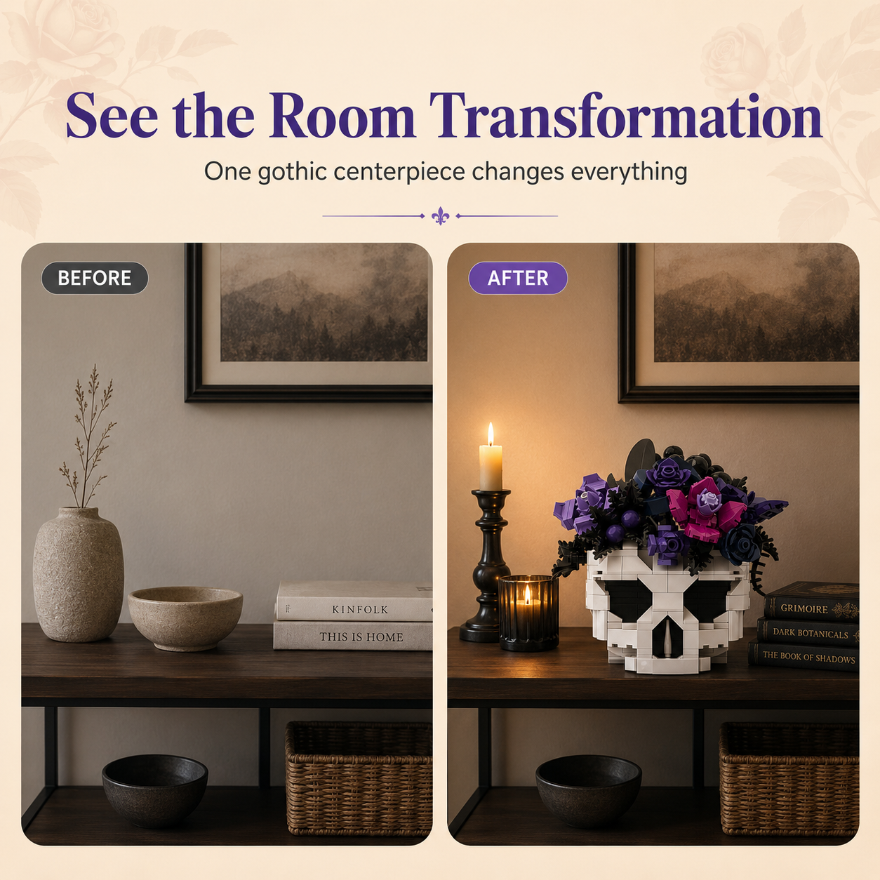 Skull Set Flowers