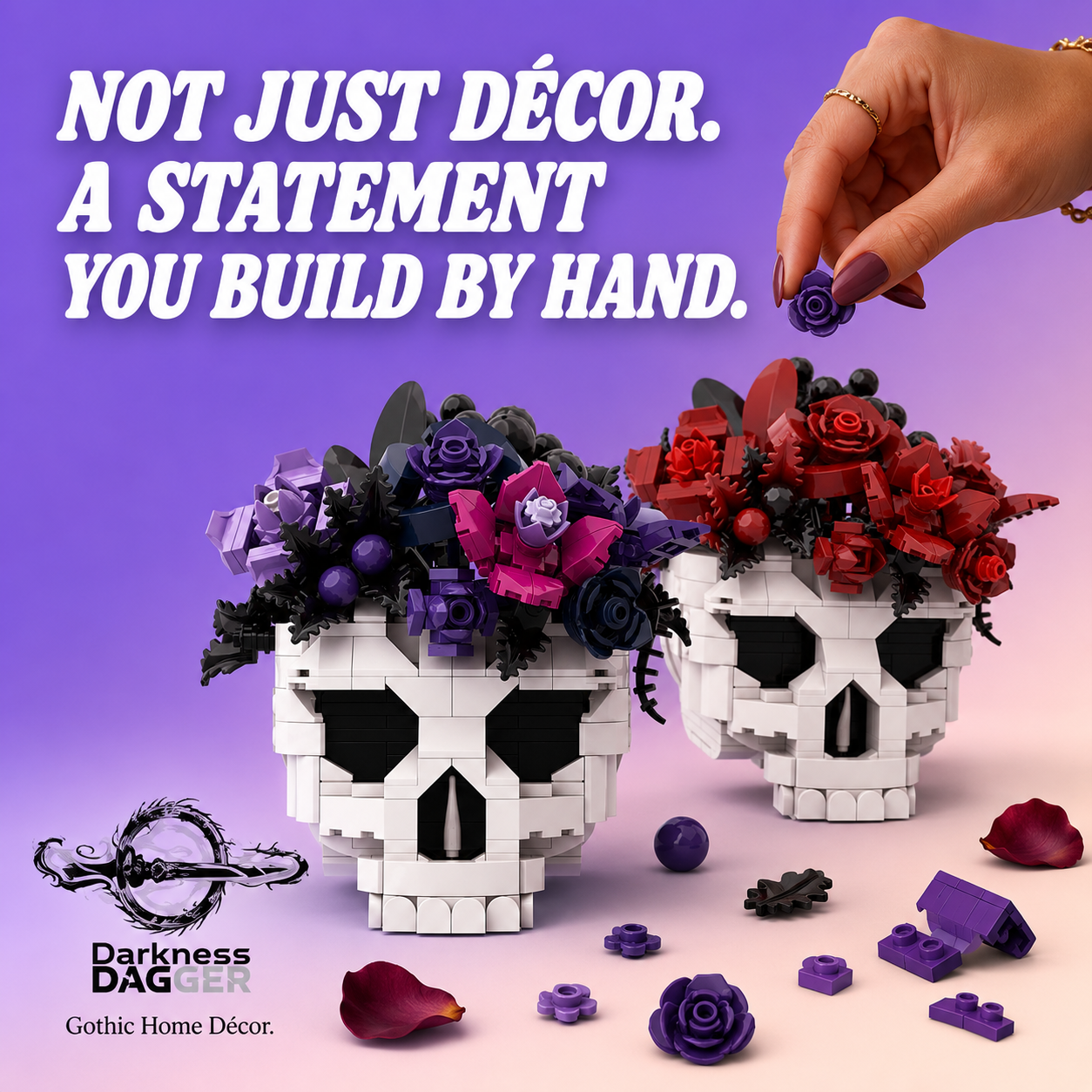 Skull Set Flowers