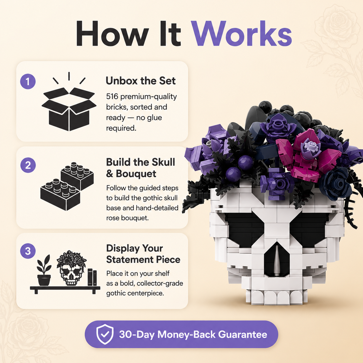 Skull Set Flowers