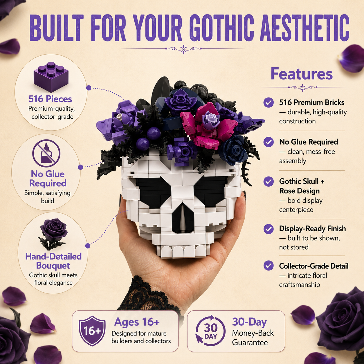 Skull Set Flowers