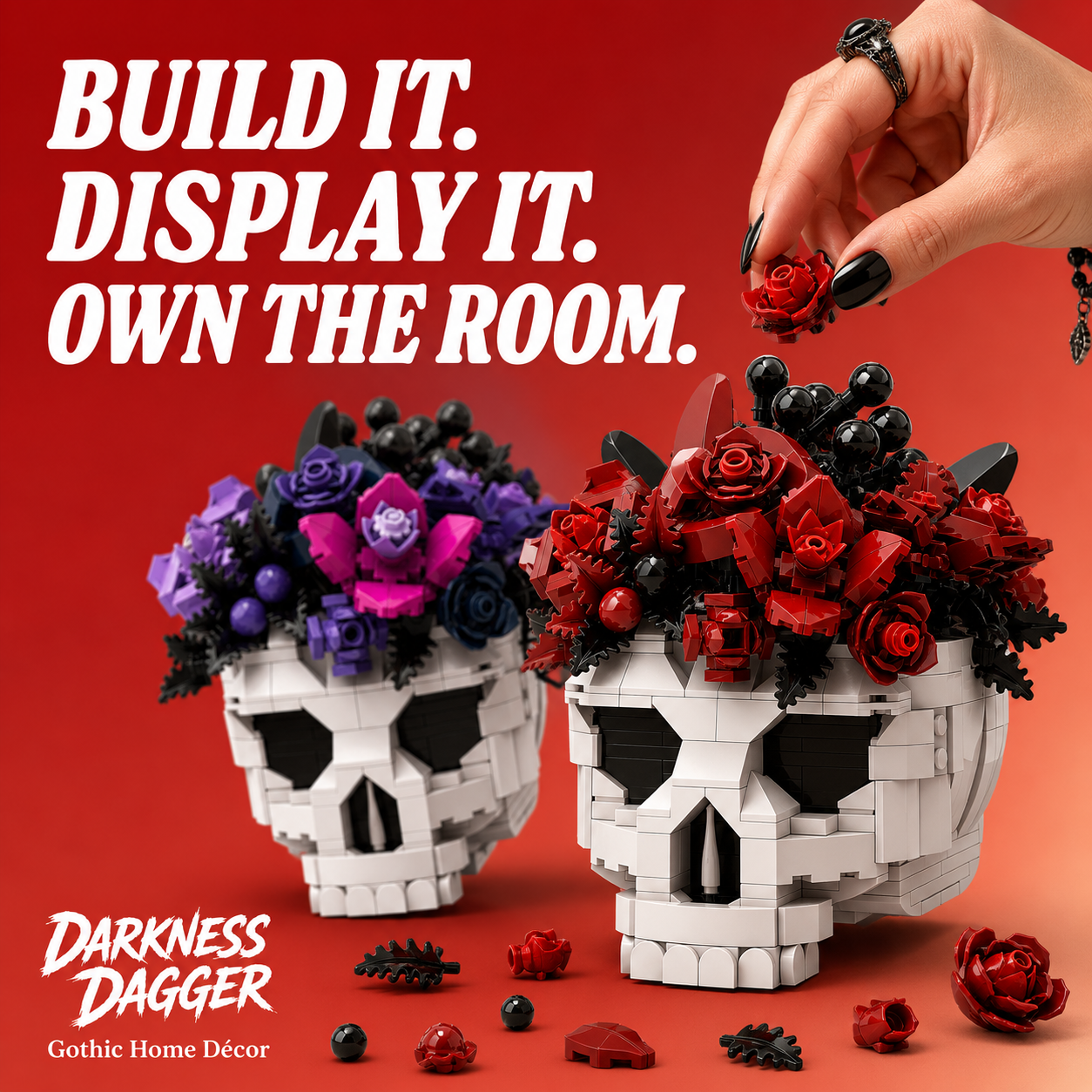 Skull Set Flowers