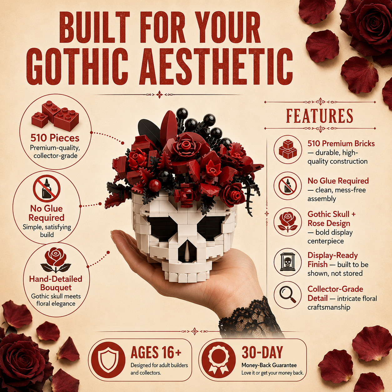 Skull Set Flowers